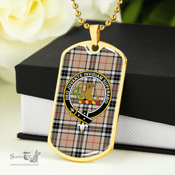 ScottishPlaid Thomson Camel (MacThomas/Thompson Camel) Modern Clan Tartan Dog Tag Necklace - Crest Classic Scottish Plaid Tartan Plaid