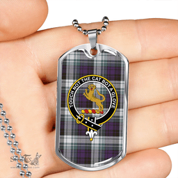 ScottishPlaid MacGlashan Original Colours Weathered Clan Tartan Dog Tag Necklace - Crest Classic Scottish Plaid Tartan Plaid
