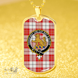 ScottishPlaid MacPherson Dress Red Modern Clan Tartan Dog Tag Necklace - Crest Classic Scottish Plaid Tartan Plaid