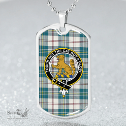 ScottishPlaid MacPherson Dress Blue Modern Clan Tartan Dog Tag Necklace - Crest Classic Scottish Plaid Tartan Plaid