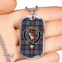 ScottishPlaid MacTaggart #3 Weathered Clan Tartan Dog Tag Necklace - Crest Classic Scottish Plaid Tartan Plaid