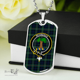 ScottishPlaid MacEwan (Clans Originaux) Modern Clan Tartan Dog Tag Necklace - Crest Classic Scottish Plaid Tartan Plaid