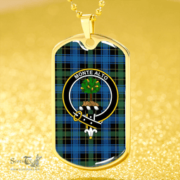 ScottishPlaid Mowat (Clans Originaux) Ancient Clan Tartan Dog Tag Necklace - Crest Classic Scottish Plaid Tartan Plaid