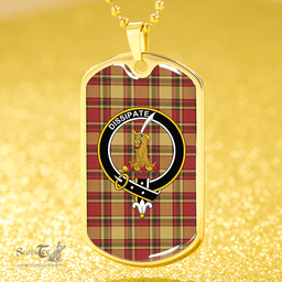 ScottishPlaid Scrimgeour of Glassary Weathered Clan Tartan Dog Tag Necklace - Crest Classic Scottish Plaid Tartan Plaid