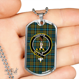 ScottishPlaid MacLellan Ancient Clan Tartan Dog Tag Necklace - Crest Classic Scottish Plaid Tartan Plaid
