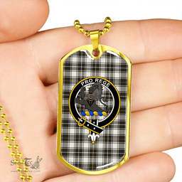 ScottishPlaid MacFie of Colonsay Dress (MacPhee of Colonsay Dress) Weathered Clan Tartan Dog Tag Necklace - Crest Classic Scottish Plaid Tartan Plaid