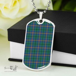 Scottish Carmichael Ancient Clan Tartan Dog Tag Necklace - Classic Scottish Plaid Tartan Plaid