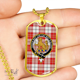 ScottishPlaid MacPherson Dress Red Modern Clan Tartan Dog Tag Necklace - Crest Classic Scottish Plaid Tartan Plaid