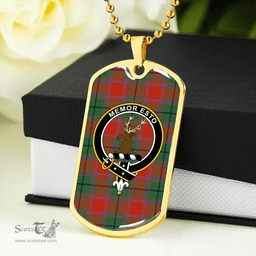 ScottishPlaid MacPhail Blue bands Ancient Clan Tartan Dog Tag Necklace - Crest Classic Scottish Plaid Tartan Plaid