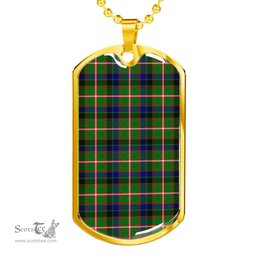 Scottish Reid Green Clan Tartan Dog Tag Necklace - Classic Scottish Plaid Tartan Plaid