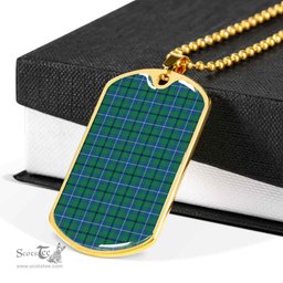 Scottish Douglas Ancient Clan Tartan Dog Tag Necklace - Classic Scottish Plaid Tartan Plaid