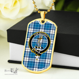 ScottishPlaid Roberton Clan Tartan Dog Tag Necklace - Crest Classic Scottish Plaid Tartan Plaid