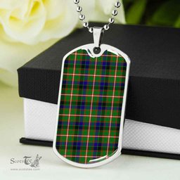 Scottish Reid Green Clan Tartan Dog Tag Necklace - Classic Scottish Plaid Tartan Plaid
