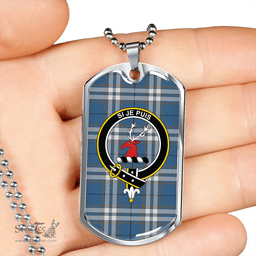 ScottishPlaid MacLintock #2 Ancient Clan Tartan Dog Tag Necklace - Crest Classic Scottish Plaid Tartan Plaid