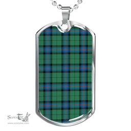 Scottish Armstrong Ancient Clan Tartan Dog Tag Necklace - Classic Scottish Plaid Tartan Plaid
