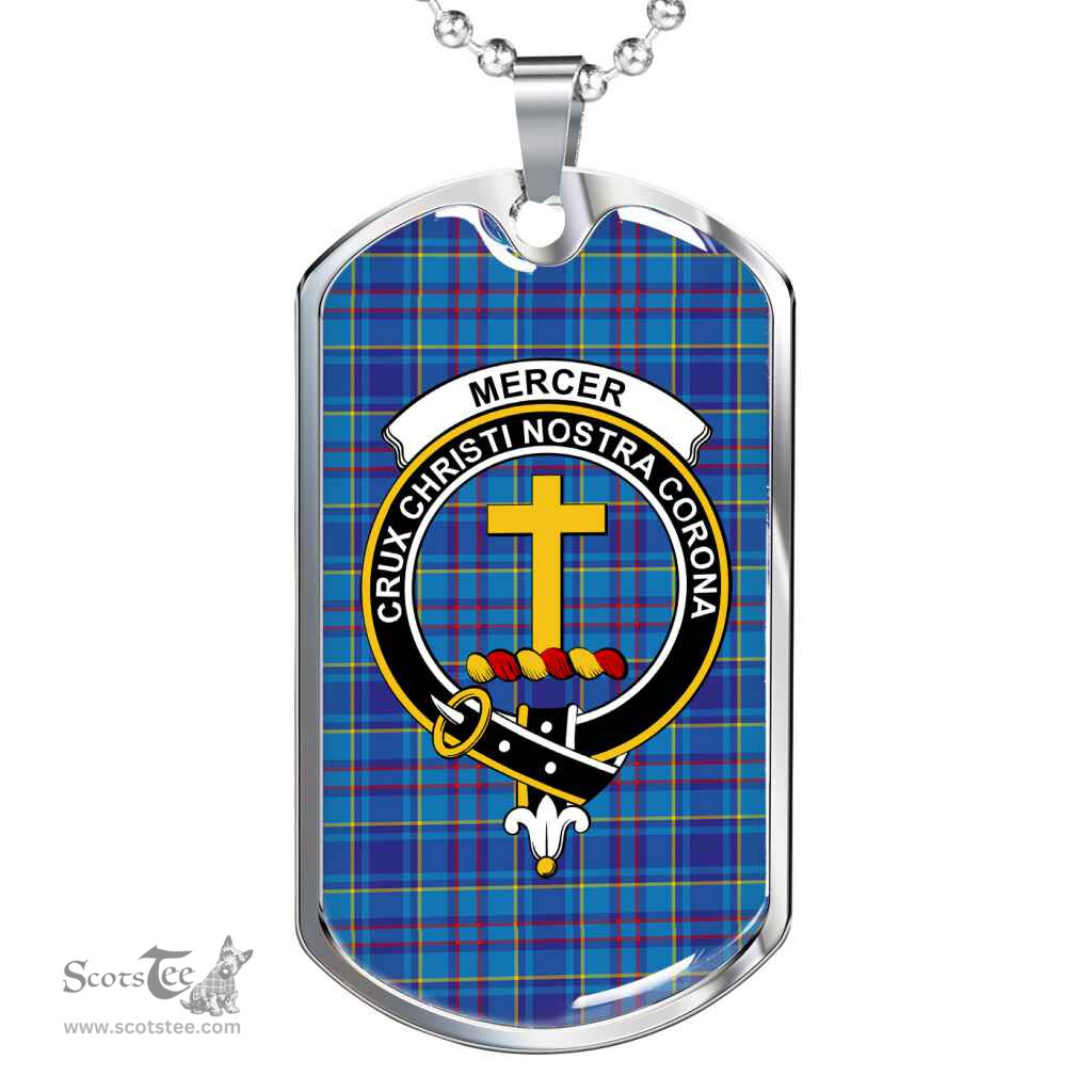 Scottish Mercer Clan Tartan Dog Tag Necklace - Crest Classic Scottish Plaid Tartan Plaid
