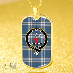 ScottishPlaid MacLintock #2 Ancient Clan Tartan Dog Tag Necklace - Crest Classic Scottish Plaid Tartan Plaid