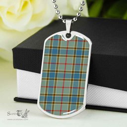 Scottish Balfour Blue Clan Tartan Dog Tag Necklace - Classic Scottish Plaid Tartan Plaid