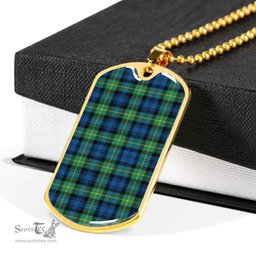Scottish Gordon Ancient Clan Tartan Dog Tag Necklace - Classic Scottish Plaid Tartan Plaid