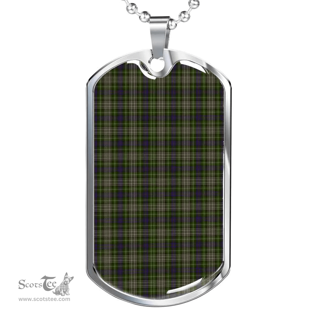 Scottish Davidson Tulloch Dress Clan Tartan Dog Tag Necklace - Classic Scottish Plaid Tartan Plaid