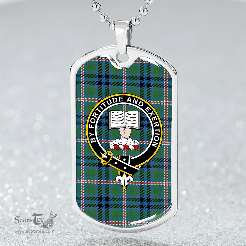 ScottishPlaid Reid (Mill City) Ancient Clan Tartan Dog Tag Necklace - Crest Classic Scottish Plaid Tartan Plaid