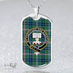 ScottishPlaid Reid (Mill City) Ancient Clan Tartan Dog Tag Necklace - Crest Classic Scottish Plaid Tartan Plaid