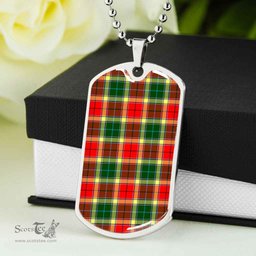 Scottish Gibbs Clan Tartan Dog Tag Necklace - Classic Scottish Plaid Tartan Plaid