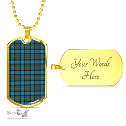 Scottish Fergusson Ancient Clan Tartan Dog Tag Necklace - Classic Scottish Plaid Tartan Plaid