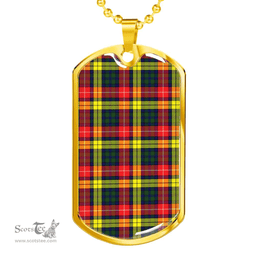 Scottish Buchanan Modern Clan Tartan Dog Tag Necklace - Classic Scottish Plaid Tartan Plaid
