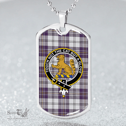 ScottishPlaid MacPherson Dress Royal Blue #2 Weathered Clan Tartan Dog Tag Necklace - Crest Classic Scottish Plaid Tartan Plaid