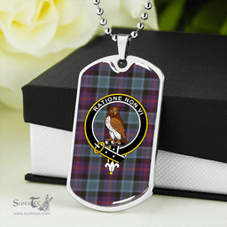 ScottishPlaid MacTaggart #3 Weathered Clan Tartan Dog Tag Necklace - Crest Classic Scottish Plaid Tartan Plaid