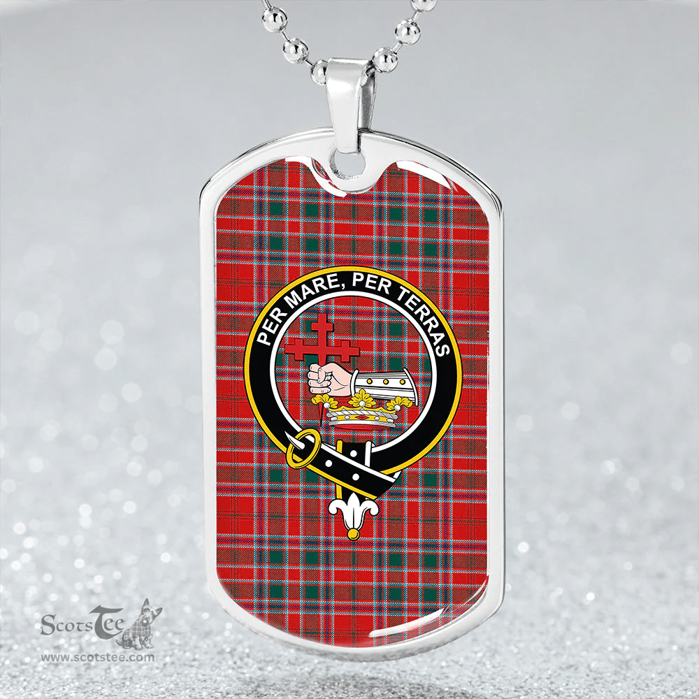 ScottishPlaid MacDonald of Lochmaddy (Donald of Loch Mhaddy) Modern Clan Tartan Dog Tag Necklace - Crest Classic Scottish Plaid Tartan Plaid