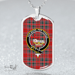 ScottishPlaid MacDonald of Lochmaddy (Donald of Loch Mhaddy) Modern Clan Tartan Dog Tag Necklace - Crest Classic Scottish Plaid Tartan Plaid