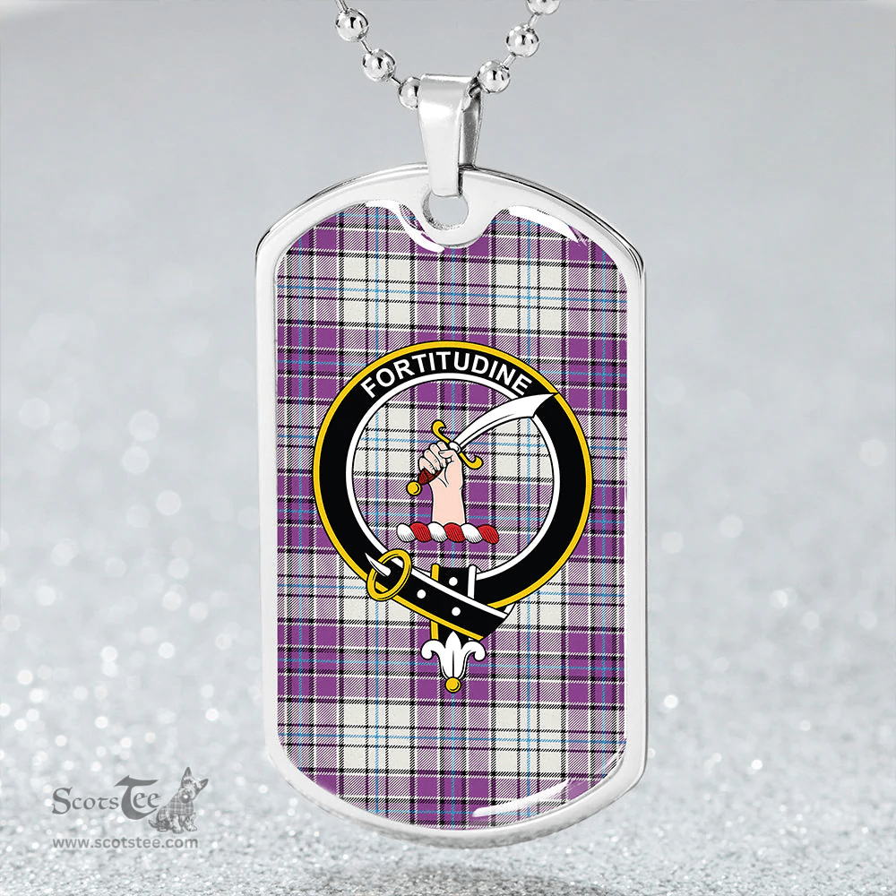 ScottishPlaid MacRae Purple Dress Modern Clan Tartan Dog Tag Necklace - Crest Classic Scottish Plaid Tartan Plaid