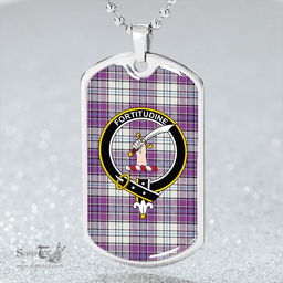 ScottishPlaid MacRae Purple Dress Modern Clan Tartan Dog Tag Necklace - Crest Classic Scottish Plaid Tartan Plaid