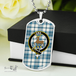 ScottishPlaid Scott Dress Turquoise Ancient Clan Tartan Dog Tag Necklace - Crest Classic Scottish Plaid Tartan Plaid