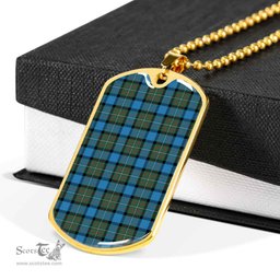 Scottish Fergusson Ancient Clan Tartan Dog Tag Necklace - Classic Scottish Plaid Tartan Plaid