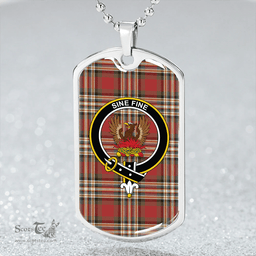 ScottishPlaid MacGill Weathered Clan Tartan Dog Tag Necklace - Crest Classic Scottish Plaid Tartan Plaid