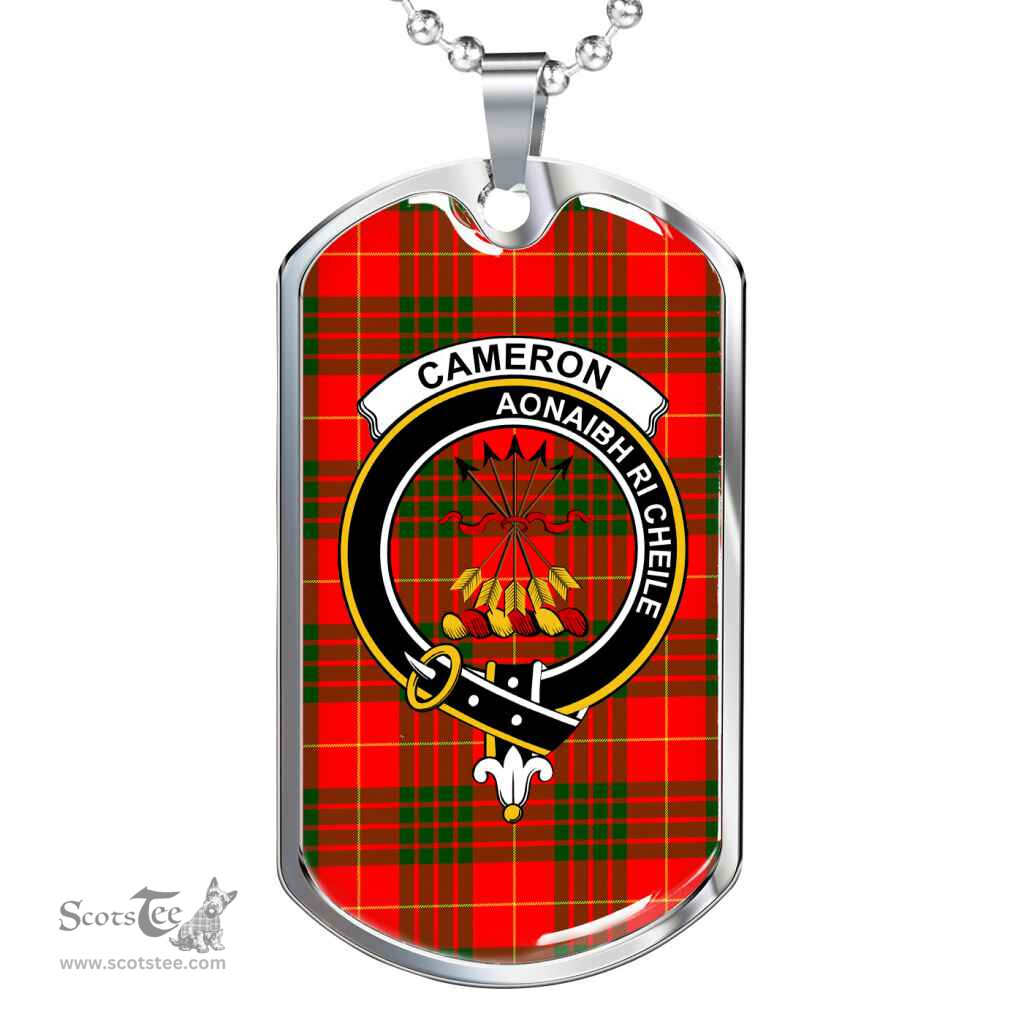 Scottish Cameron Clan Tartan Dog Tag Necklace - Crest Classic Scottish Plaid Tartan Plaid