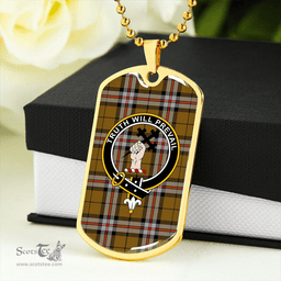 ScottishPlaid Thomson Camel #2 (Thompson Camel #2) Modern Clan Tartan Dog Tag Necklace - Crest Classic Scottish Plaid Tartan Plaid