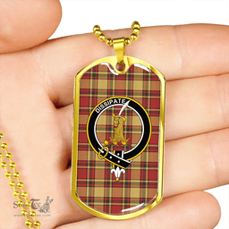 ScottishPlaid Scrimgeour of Glassary Weathered Clan Tartan Dog Tag Necklace - Crest Classic Scottish Plaid Tartan Plaid