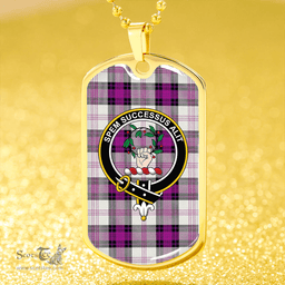 ScottishPlaid Ross Dress Purple Clan Tartan Dog Tag Necklace - Crest Classic Scottish Plaid Tartan Plaid