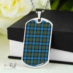 Scottish Fergusson Ancient Clan Tartan Dog Tag Necklace - Classic Scottish Plaid Tartan Plaid