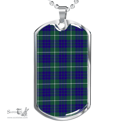 Scottish Hamilton Hunting Modern Clan Tartan Dog Tag Necklace - Classic Scottish Plaid Tartan Plaid