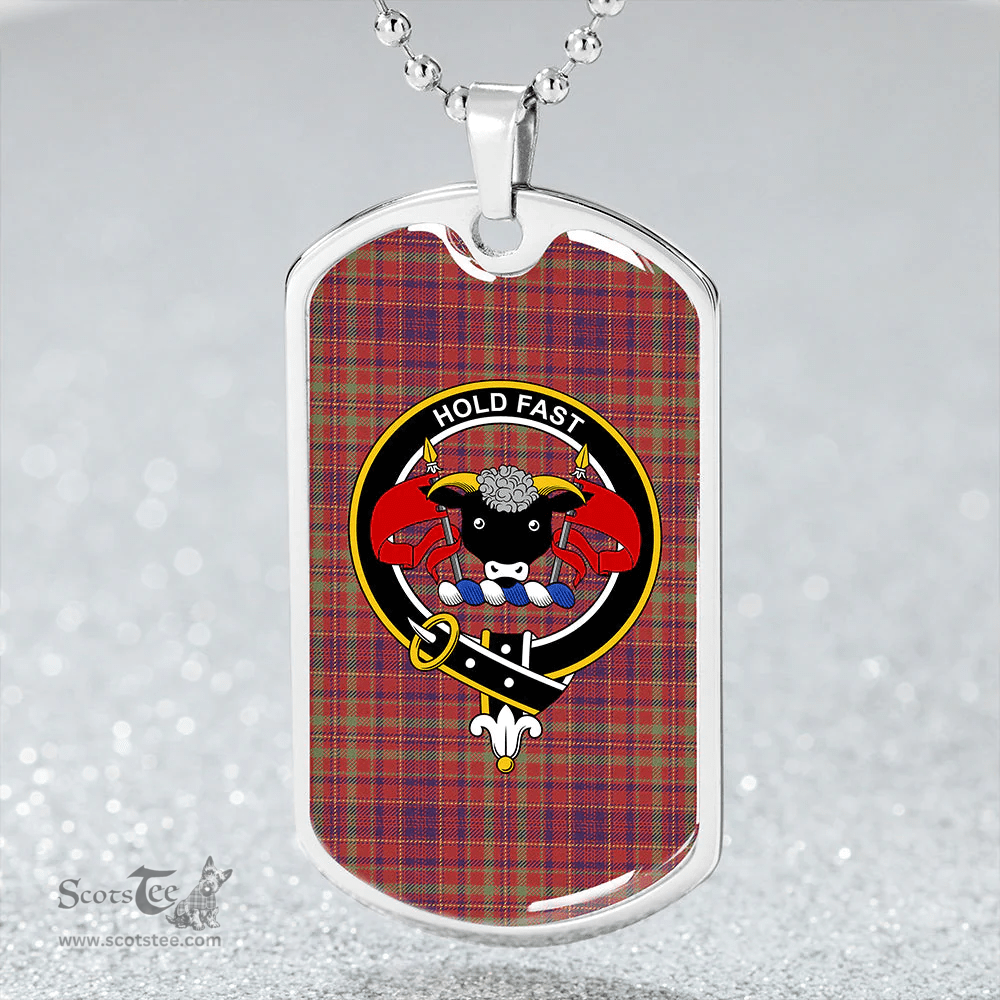 ScottishPlaid MacLeod Red Weathered Clan Tartan Dog Tag Necklace - Crest Classic Scottish Plaid Tartan Plaid