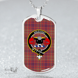 ScottishPlaid MacLeod Red Weathered Clan Tartan Dog Tag Necklace - Crest Classic Scottish Plaid Tartan Plaid