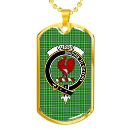 Scottish Currie Clan Tartan Dog Tag Necklace - Crest Classic Scottish Plaid Tartan Plaid