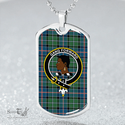 ScottishPlaid Stirling Modern Clan Tartan Dog Tag Necklace - Crest Classic Scottish Plaid Tartan Plaid