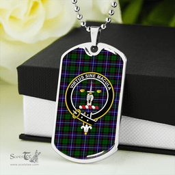 ScottishPlaid Russell Modern Clan Tartan Dog Tag Necklace - Crest Classic Scottish Plaid Tartan Plaid