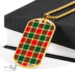 Scottish Gibbs Clan Tartan Dog Tag Necklace - Classic Scottish Plaid Tartan Plaid